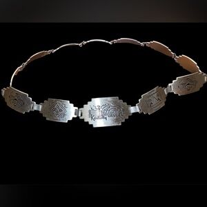 Vintage Silver Tone Encrypted Southwestern Kentucky Belt
